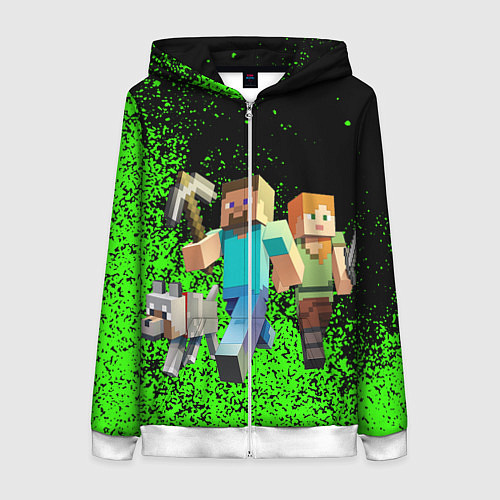 Женская толстовка на молнии Minecraft / 3D-Белый – фото 1