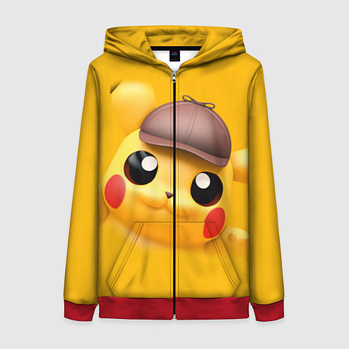 Женская толстовка на молнии Pikachu Pika Pika / 3D-Красный – фото 1