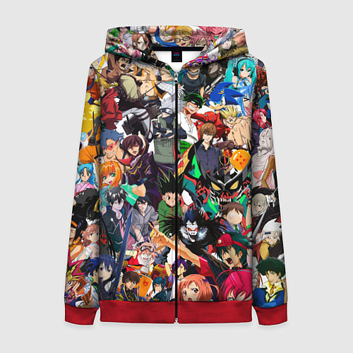Женская толстовка на молнии Аниме персонажи / 3D-Красный – фото 1