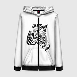 Толстовка на молнии женская Zebra, цвет: 3D-черный