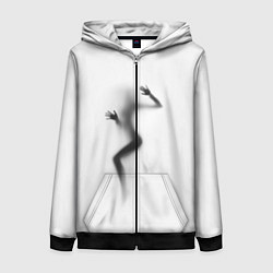 Толстовка на молнии женская ДЕВУШКА ЗА СТЕКЛОМ, цвет: 3D-черный