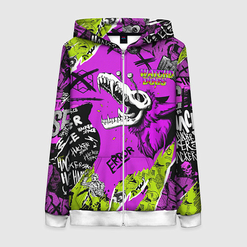 Женская толстовка на молнии Watch Dogs: Legion / 3D-Белый – фото 1