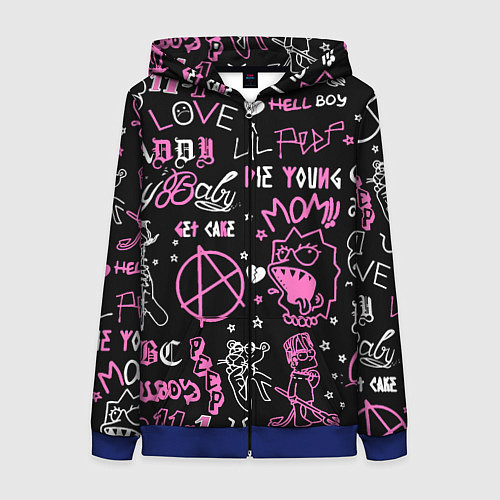 Женская толстовка на молнии LIL PEEP / 3D-Синий – фото 1