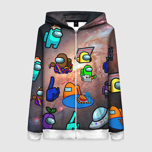 Женская толстовка на молнии Among Us Чёрная дыра / 3D-Белый – фото 1