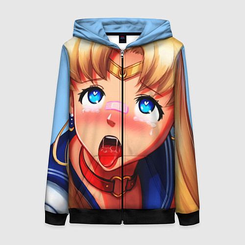 Женская толстовка на молнии SAILOR MOON AHEGAO / 3D-Черный – фото 1
