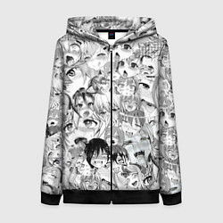 Толстовка на молнии женская Ahegao monochrome, цвет: 3D-черный