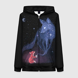 Толстовка на молнии женская Лиса и ее дух, цвет: 3D-черный
