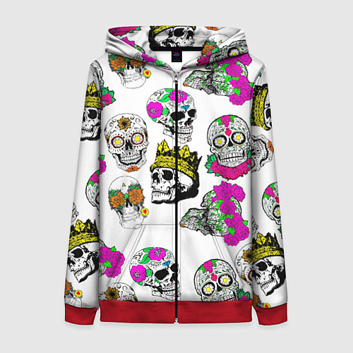 Женская толстовка на молнии King череп / 3D-Красный – фото 1