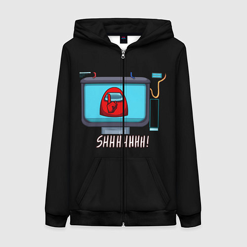 Женская толстовка на молнии Among Us SHHHHHH / 3D-Черный – фото 1