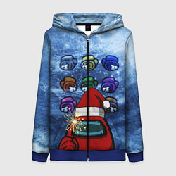 Толстовка на молнии женская Among us Happy New Year, цвет: 3D-синий