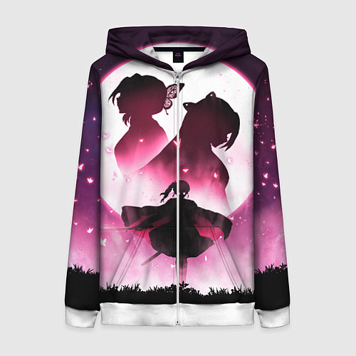 Женская толстовка на молнии Столп Бабочки / 3D-Белый – фото 1