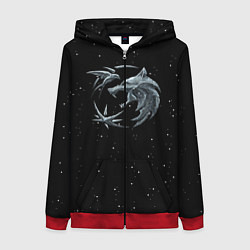 Толстовка на молнии женская Ведьмак Зима, цвет: 3D-красный