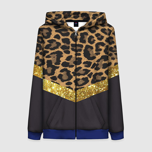 Женская толстовка на молнии Леопардовый принт / 3D-Синий – фото 1