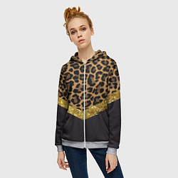 Толстовка на молнии женская Леопардовый принт, цвет: 3D-меланж — фото 2