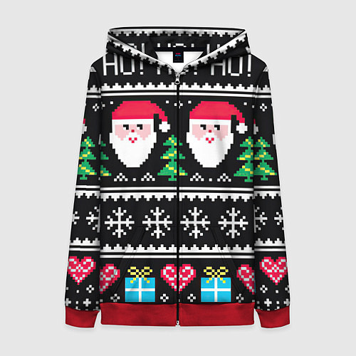 Женская толстовка на молнии Ho! Ho! Ho! / 3D-Красный – фото 1