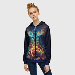 Толстовка на молнии женская Сова Космос, цвет: 3D-синий — фото 2