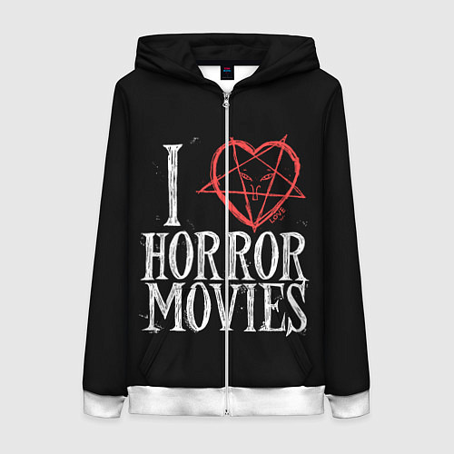 Женская толстовка на молнии I Love Horror Movies / 3D-Белый – фото 1