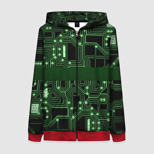 Женская толстовка на молнии Неоновая схема / 3D-Красный – фото 1