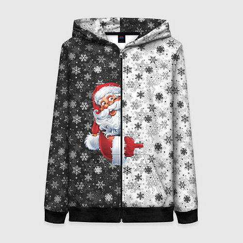 Женская толстовка на молнии Дед Мороз / 3D-Черный – фото 1