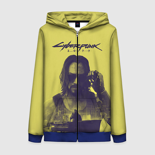 Женская толстовка на молнии Cyberpunk 2077 / 3D-Синий – фото 1