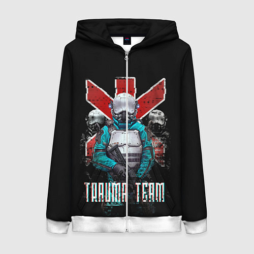 Женская толстовка на молнии CYBERPUNK TRAUMA TEAM / 3D-Белый – фото 1