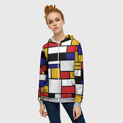 Толстовка на молнии женская Color blocking, цвет: 3D-меланж — фото 2