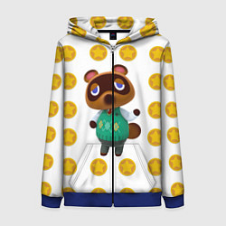 Толстовка на молнии женская Animal crossing - Nook, цвет: 3D-синий