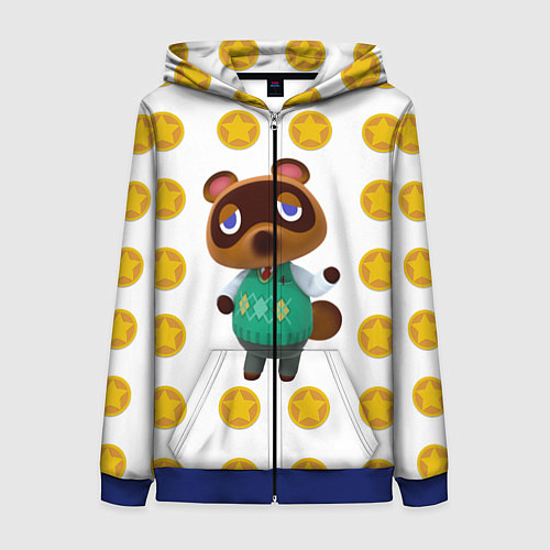 Женская толстовка на молнии Animal crossing - Nook / 3D-Синий – фото 1