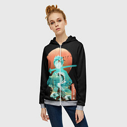 Толстовка на молнии женская Танджиро, цвет: 3D-меланж — фото 2