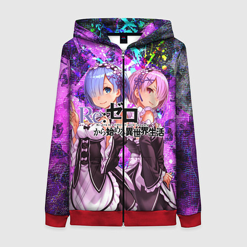 Женская толстовка на молнии Re:Zero Жизнь с нуля / 3D-Красный – фото 1