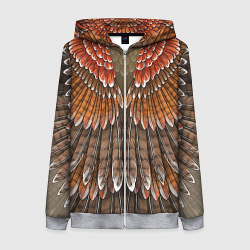 Женская толстовка на молнии Оперение: орел / 3D-Меланж – фото 1
