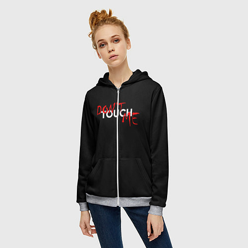 Женская толстовка на молнии DONT TOUCH / 3D-Меланж – фото 3