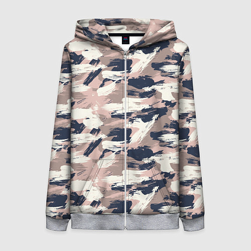 Женская толстовка на молнии Кремовый камуфляж / 3D-Меланж – фото 1
