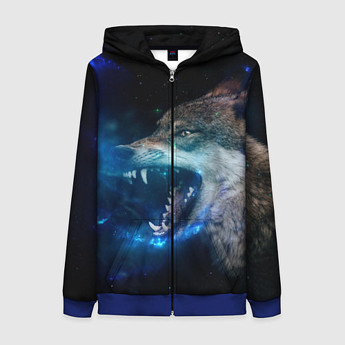 Женская толстовка на молнии Волчара Юморит / 3D-Синий – фото 1