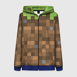 Толстовка на молнии женская Minecraft камуфляж, цвет: 3D-синий