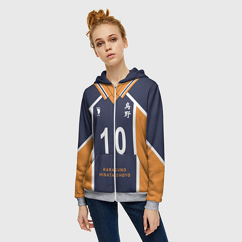 Женская толстовка на молнии Волейбол!! ФОРМА ХИНАТЫ / 3D-Меланж – фото 3