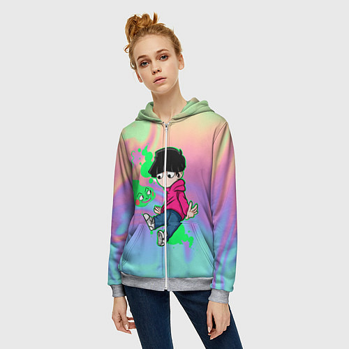 Женская толстовка на молнии Моб Психо 100 / 3D-Меланж – фото 3