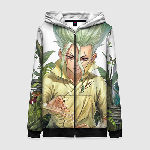 Женская толстовка на молнии Доктор Стоун / 3D-Черный – фото 1