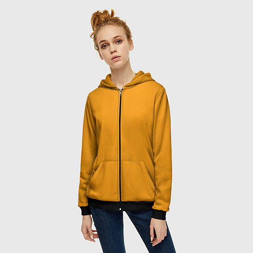 Женская толстовка на молнии Цвет Шафран без рисунка / 3D-Черный – фото 3