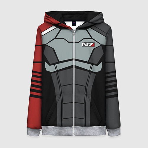 Женская толстовка на молнии КОСТЮМ N7 MASS EFFECT N7 М / 3D-Меланж – фото 1