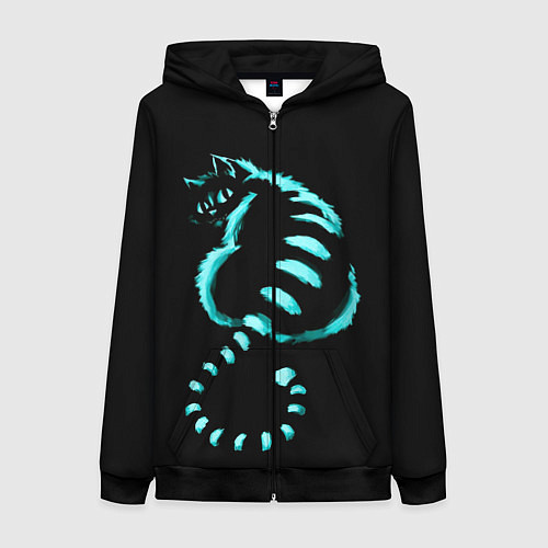 Женская толстовка на молнии ВОЛШЕБНЫЙ КОТ / 3D-Черный – фото 1