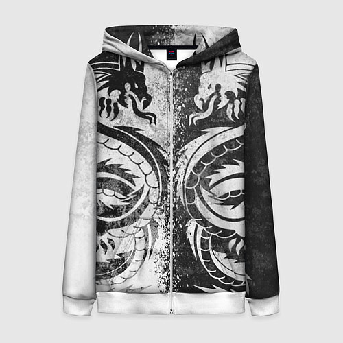 Женская толстовка на молнии ДРАКОНЫ DRAGONS / 3D-Белый – фото 1