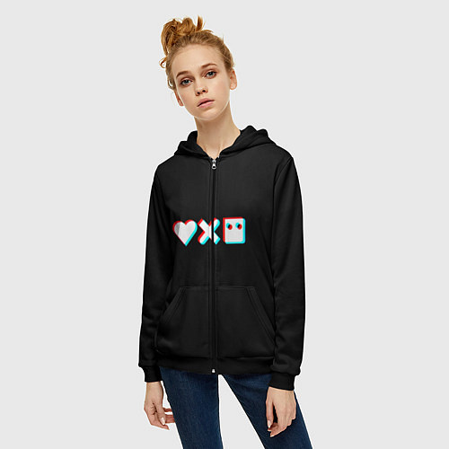 Женская толстовка на молнии Любовь, смерть и роботы / 3D-Черный – фото 3