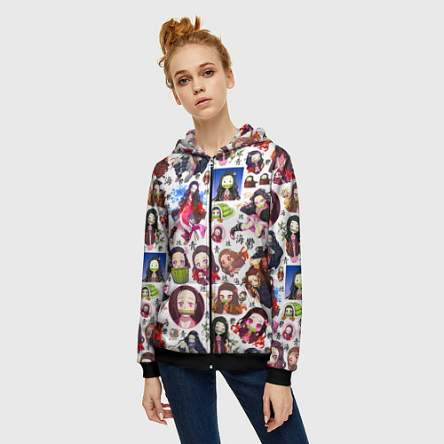 Женская толстовка на молнии НЕЗУКО / 3D-Черный – фото 3