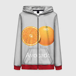 Толстовка на молнии женская Orange avocado, цвет: 3D-красный