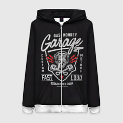 Толстовка на молнии женская Gas Monkey Garage, цвет: 3D-белый