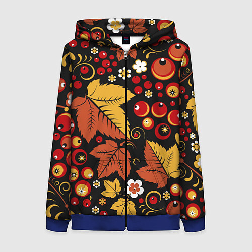 Женская толстовка на молнии ХОХЛОМА / 3D-Синий – фото 1