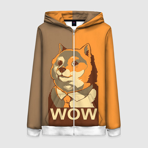 Женская толстовка на молнии Doge Wow / 3D-Белый – фото 1