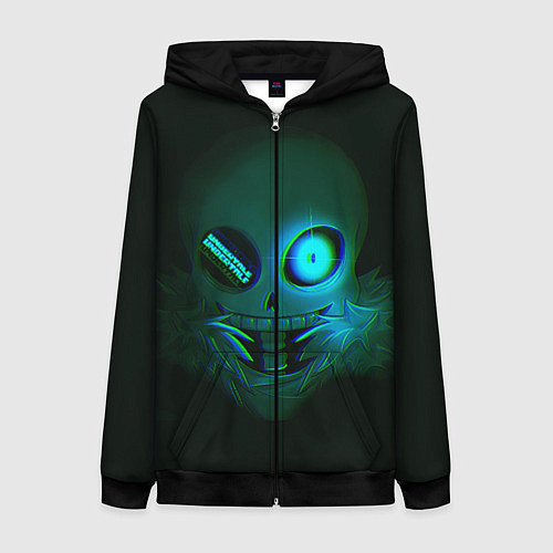 Женская толстовка на молнии Undertale Sans Glitch / 3D-Черный – фото 1