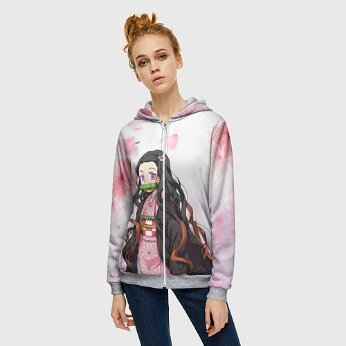 Женская толстовка на молнии НЕЗУКА NEZUKO / 3D-Меланж – фото 3